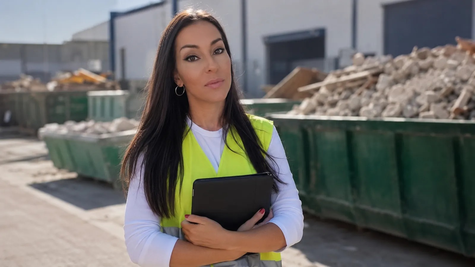 Carla Copete en una zona en obras, CEO de la empresa de gestión de residuos para obras, reformas e industrias ECOPT Solutions.
